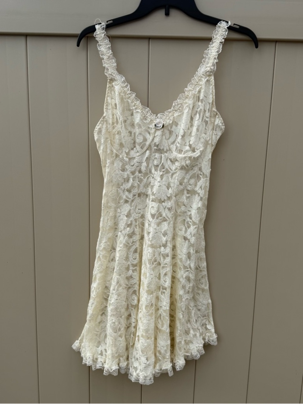 Private Luxuries White Lace Lingerie Nighty Dress Size XL - flawed